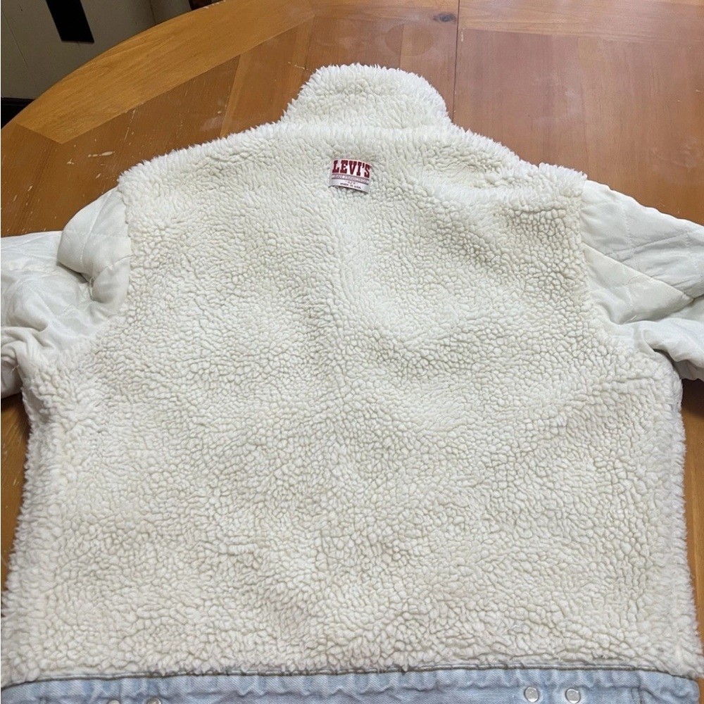 Vintage Levi’s 70608 Sherpa Trucker Jacket USA Made – Snap Front- 42R - Rare 80s - Picture 11 of 13